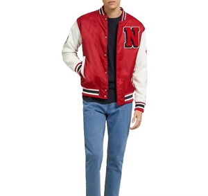 2026 Good Quality Dark <b>Red</b> Color Letterman Varsity <b>Jackets</b> Professional Made Outerwear Stand Collar XL Size Varsity Men's <b>Jacket</b> - Product Image 3