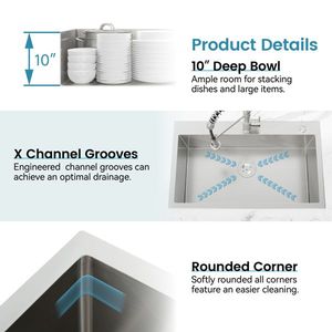 Lavello da cucina da appoggio fatto a mano 23x19 pollici a vasca singola in grigio scuro con scarico standard USA - Non disponibile per la spedizione della settimana scorsa - Product Image 3