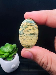 Cabochon ovale en jaspe mariposite naturel blanc, pierre précieuse lâche à changement de couleur, trou de 5 mm, idéal pour la fabrication de bagues et pendentifs. - Product Image 3