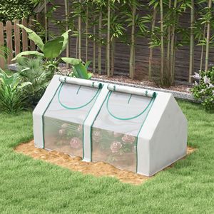 Serra da Giardino Portatile 6x3x3 ft con Due Coperture in PE/PVC e 2 Finestre Avvolgibili, Vetro Temperato Ecologico e Telaio in Legno - Product Image 2