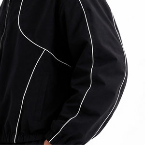 Men's Full Zip <b>Track</b> <b>Jacket</b> Contrast Piping Sportswear Stand Collar Training <b>Jacket</b> Long Sleeve Premium Fabric Custom <b>Jacket</b> - Product Image 4