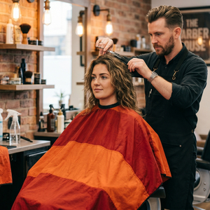Cape de Barbier Professionnelle Multicolore avec Fermeture de Cou Ajustable, Robe de Salon Durable - Product Image 1