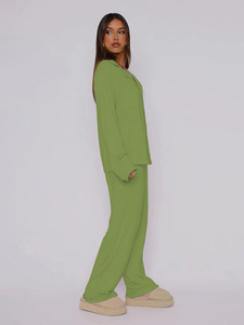 Ensemble pyjama imprimé pour femmes, haut à col rond et pantalon long, vêtements de nuit doux, vêtements de détente confortables, costume de nuit décontracté pour la maison - Product Image 2