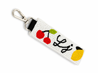Porte-clés artisanal classique perlé, breloque de sac colorée avec perles, fermoir mousqueton doré, design réglable et personnalisable
