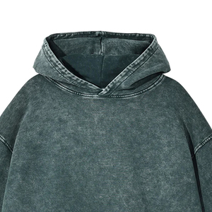 Hoodie tricoté sur mesure, délavé à l'acide et aux enzymes, coupe oversize, en molleton de coton épais, style vintage usé, streetwear homme, logo personnalisé - Product Image 5