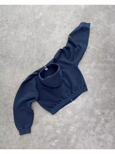 Hoodie personnalisé 100% coton, coupe ample, effet délavé, épaules tombantes, 450 g/m², fermeture éclair, pour hommes, femmes et streetwear. - Product Image 3