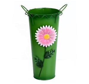 Seau de jardin décoratif à fleurs françaises Design en fer de luxe avec revêtement en poudre coloré pour le sol de la maison et la table pour les fêtes - Product Image 1