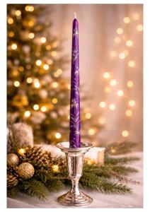 Luxury Hand-Painted Purple Taper Candle Gold Floral Design Rose Fragrance <b>Paraffin</b> Wax Smokeless Weddings Birthdays Christmas - Product Image 3