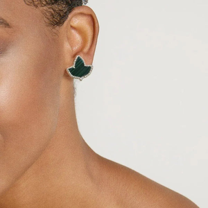 Pendientes de plata de ley con malaquita y hojas de hiedra para mujer, elegantes, de color verde y plateado, joyería de moda, pendientes de lujo, regalo - Product Image 5