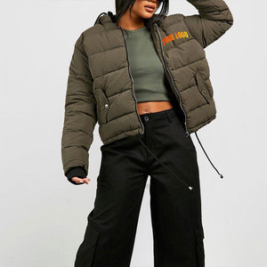 Custom Design <b>Women</b> Hooded Nylon Puffer <b>Jacket</b> Winter Warm Thick <b>Zip</b>-<b>Up</b> Solid Color <b>Women</b> Padded Bubble <b>Jacket</b> - Product Image 6