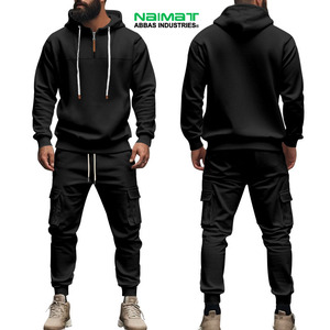 Comfortable Elastic Waistband Track Suit Men Casual Daily Wear Warm Hoodie <b>Matching</b> <b>Joggers</b> Fleece Garment Pack - Product Image 4