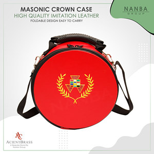 NANBA GROUP Masonic Royal Arch Grand High Priest PGHP Leather Crown Cap Case Red Zipper Closure Lightweight | Freemason <b>Hat</b> Bag - Product Image 6