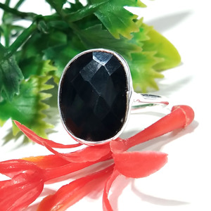 Natural Black Onyx <b>Ring</b>, Checker Cut Gemstone <b>Ring</b>, Sterling Silver Jewelry, Handmade Fashion <b>Ring</b>, Adjustable Cocktail <b>Ring</b> - Product Image 2