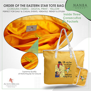 กระเป๋าโท้ทปักลายอีสเทิร์นสตาร์สีเหลืองกันน้ำพร้อมซิป  โลโก้ OES Order of the Eastern Star สำหรับพี่น้องผู้หญิง - Product Image 5