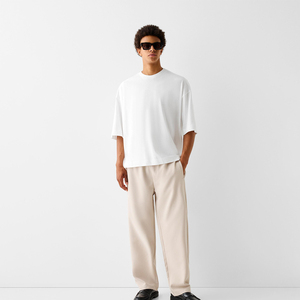 T-shirt de sport oversize en tricot épais Spandex/Polyester, coupe ajustée, épaules tombantes, style streetwear, pour la gym, avec impression par transfert thermique - Product Image 3