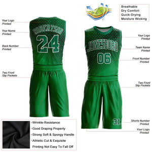 V-Neck Sleeveless Breathable Polyester Adult Unisex All Seasons <b>Athletic</b> Fit Custom Sublimated Green Striped Basketball Jersey - Product Image 4
