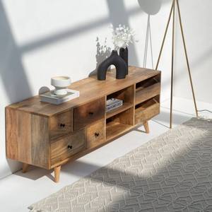 Mueble de TV de Madera Vandana Altis Zenova, Consola de Entretenimiento Moderna de Madera Maciza Minimalista - Product Image 1