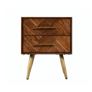Table de chevet en bois massif durable et écologique, design moderne, collection BERGEN, 2 tiroirs, prix de gros, meubles de chambre à coucher - Product Image 1