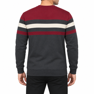 เสื้อสเวตเชิ้ตคอกลมสีเบอร์กันดีสำหรับผู้ชาย แขนยาว สไตล์ลำลอง ถักทอแบบพูลโอเวอร์ เหมาะสำหรับฤดูใบไม้ร่วง - Product Image 2