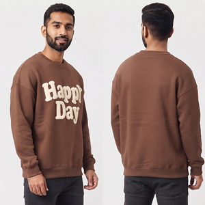 Custom Puff Printed <b>Men</b> Drop Shoulder Sweatshirt Crew Neck Cotton Fleece Pullover <b>Top</b> <b>Men</b> Winter Wear Long Sleeve <b>Sweat</b> Tee - Product Image 5