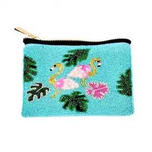 Beaded Mardi Gras Mask <b>Coin</b> <b>Purse</b> Zipper Closure Handmade Mini Unisex Vintage Style - Product Image 4