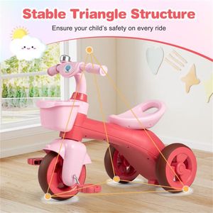 Triciclo per Bambini 3-5 Anni con Struttura Triangolare, Cestini Portaoggetti Anteriori e Posteriori, Stabile - Product Image 6