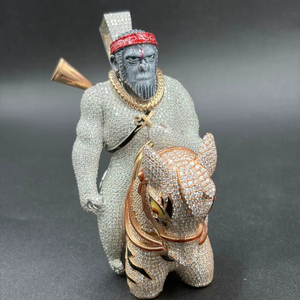 Colgante de Personaje de Dibujos Animados del Planeta de los Simios con Moissanita VVS y Plata 925, Formas Únicas para Joyería Fina, Colgantes y Dijes - Product Image 1