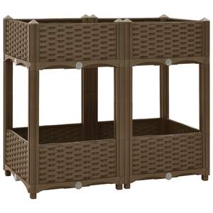 Bac à fleurs surélevé en polypropylène brun durable 31,5x15,7x28,0 pouces pour fleurs et plantes - Product Image 2