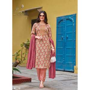 DESIGNER CAPSULE SILK EMBROIDERY and PRINT WORK <b>TOP</b> PANT WITH DUPATTA <b>MAROON</b> - Product Image 1