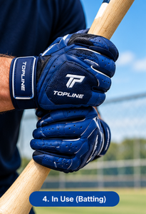 TOPLINE Blue Leather <b>Baseball</b> Batting <b>Gloves</b> Breathable Adjustable strap Closure Sports <b>Gloves</b> <b>Baseball</b> <b>gloves</b> for adults - Product Image 4