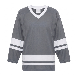 Wholesale dark heather grey Ice Hockey Jersey Breathable Mesh Fabric v neck jersey durable mesh fabric team sports athletic - Product Image 1