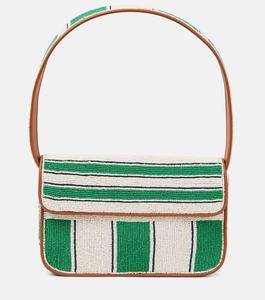 Hot Selling Midnight Botanical Elegant Crisp Green <b>White</b> Striped Pattern Premium Bead Eco-Friendly Evening Party <b>Shoulder</b> <b>Bags</b> - Product Image 1