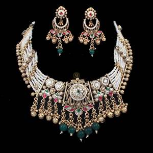 Reva Antique Designer Choker Set-Gold Plated Zircon Fashion Jewelry for Wedding & Festival - Product Image 3