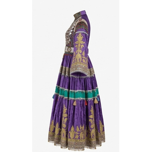 Purple Silk Lehenga Choli Gold Embroidery <b>Mirror</b> Work Wedding Indian Traditional Wear Women Floor Length Afghan Kuchi Dress - Product Image 3