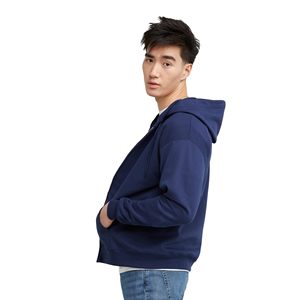 Sweat à capuche zippé personnalisé pour l'hiver, 100% coton molletonné, fermeture éclair YKK, coupe ample, décontracté, bleu marine, haute qualité, HYSAF APPARELS CO - Product Image 6