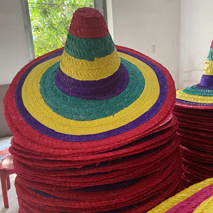Sombreros de Paja Mexicanos a Rayas con Logos Bordados, Ajustables 50cm 55cm 60cm para Negocios, Fiestas de Verano, Playa y Pesca - Product Image 1