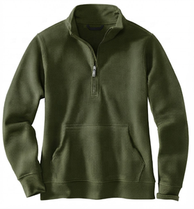 Haut unisexe à fermeture éclair 1/4, pull à col zippé, coupe décontractée, en molleton de coton, avec logo personnalisé, marque privée, fabricant de vêtements en gros - Product Image 2
