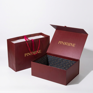 Caja de Regalo de Lujo Personalizada, Color Vino Tinto, Rígida, con Cierre Magnético, para Joyería, Perfume, en Forma de <span class=keywords><strong>Libro</strong></span>, Juego de Bolsas de Papel, Venta al Por Mayor - Product Image 1