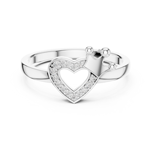 Ensemble de bagues QUEEN HEART en diamants de laboratoire, or blanc 18 carats plaqué rhodium, classique, pour fiançailles, mariage, fête, cadeau de la Saint-Valentin, usage quotidien - Product Image 1