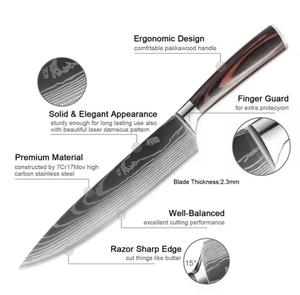 10-Piece Damascus Steel <b>Knife</b> <b>Set</b> 96-Layer Pakka Wood Handle <b>Sharp</b> Chef <b>Knives</b> Damascus Steel Polished Blade Ambidextrous - Product Image 4