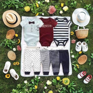 Ensemble de pyjamas pour bébé garçon Daisy, 3 pièces, vêtements pour tout-petits, combinaison de nuit, imprimé de dessins animés, manches longues, boutons, matière tricotée, barboteuse - Product Image 1
