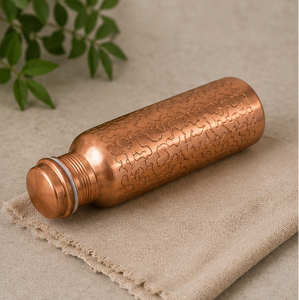 Bouteille d'eau artisanale en cuivre pur gravée, motif puzzle abstrait, pour la maison, les voyages et les fêtes - Product Image 4