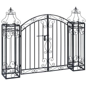 Catégorie de produits : Portail de jardin en fer forgé noir, durable, de taille moyenne, avec treillis et portails - Product Image 2