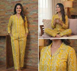 Conjunto de Pijama Reversible de Algodón con Estampado Térmico, Diseño Tradicional Indio, Transpirable, de Secado Rápido, Tela Suave para Descansar - Product Image 3