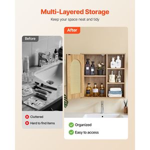 Ripiano regolabile bagno pensile 5 livelli di altezza gabinetto armadietto dei medicinali appeso a parete scaffali organizzatore - Product Image 3