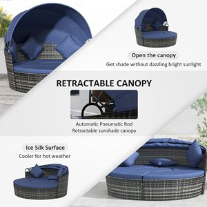 Ensemble de 4 chaises longues de patio extérieur en rotin moka brun avec canopy et coussins moelleux en aluminium pour jardins, hôpitaux et sites sportifs - Product Image 5