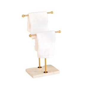 Skies Trader Gold Freestanding Towel Rack 3 Tier Metal Bathroom Organizer <b>Floor</b> Standing Towel Holder Drying Stand for Blankets - Product Image 4