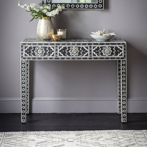 Mesa Consola Moderna de 3 Cajones con Patrón de Peces e Incrustaciones de Hueso, Decoración de Lujo para el Hogar, Hotel, Villa, Almacenamiento para Habitaciones - Product Image 4