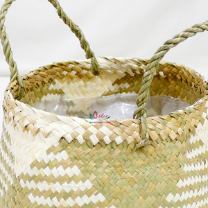 Eco-Friendly Palm Leaf Woven <b>Baskets</b> With Handle, Storage Containers For Home Use & Gift Box - Product Image 2