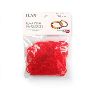 Elastici in gomma ILAN per lavori artigianali, 300 pezzi, colore rosso, forniture per artigianato - Product Image 1